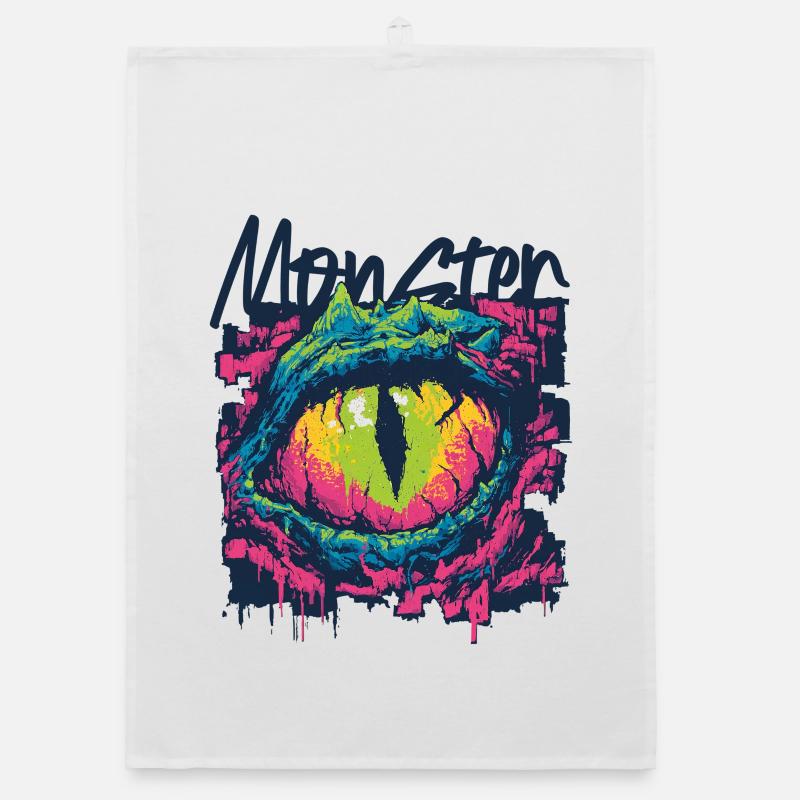 Neon Dragon Eye Graffiti Organic dish towel