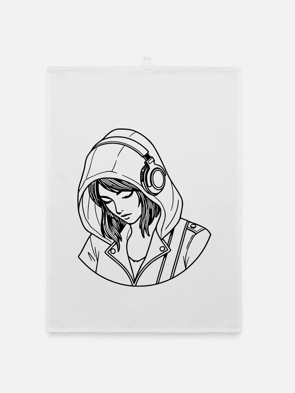 Frau Liebe Musik - Organic Geschirrtuch - Weiß - Vorne