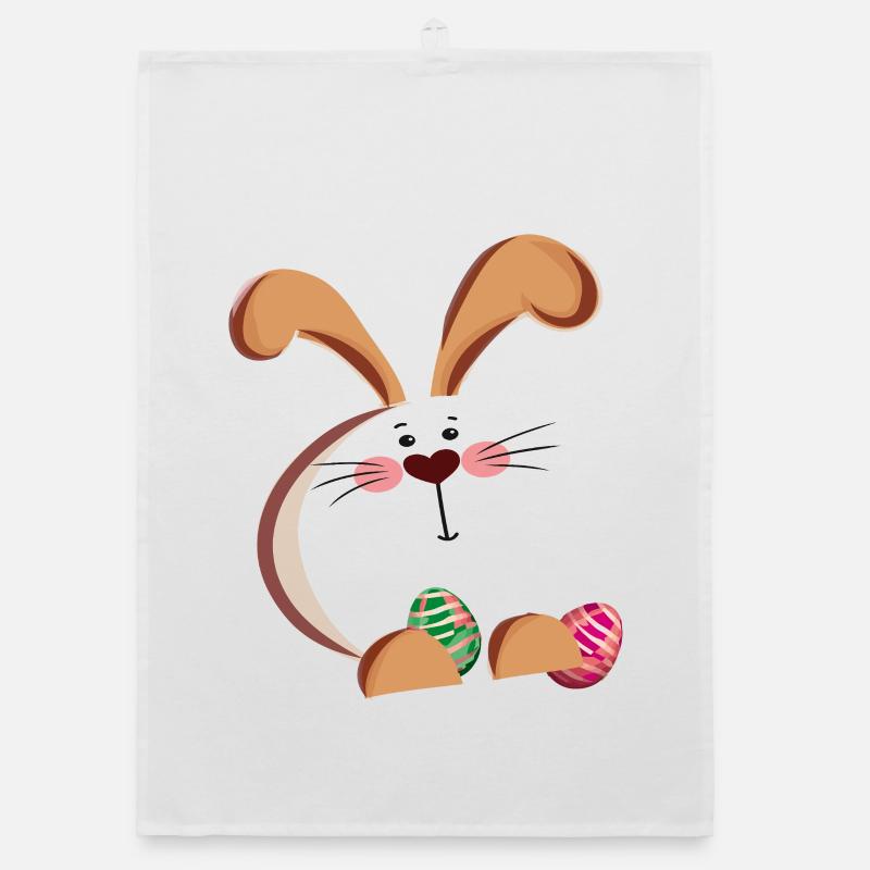 Easter bunny and colorful eggs Organic dish towel