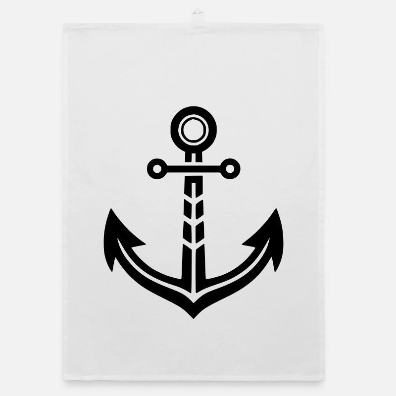 Moderner Anker Grafik – Maritimer Style Nordsee Organic Geschirrtuch