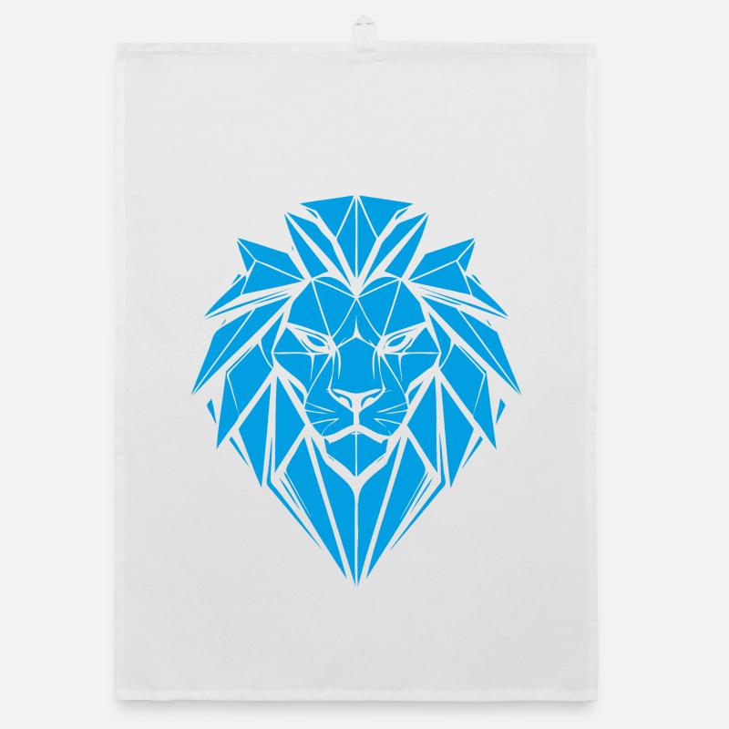 Blue Geometric Lion Organic dish towel