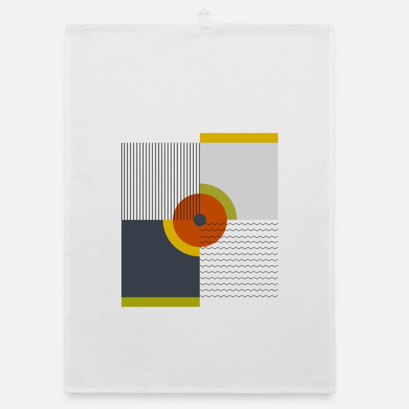 Geometric Retro Circles Line Design Organic dish towel