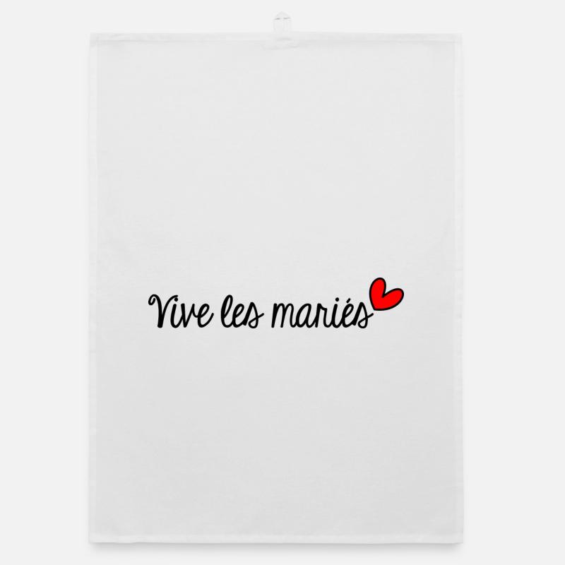 JUST MARRIED. EVJF. SAINT VALENTIN. COUPLE - Torchon bio - blanc