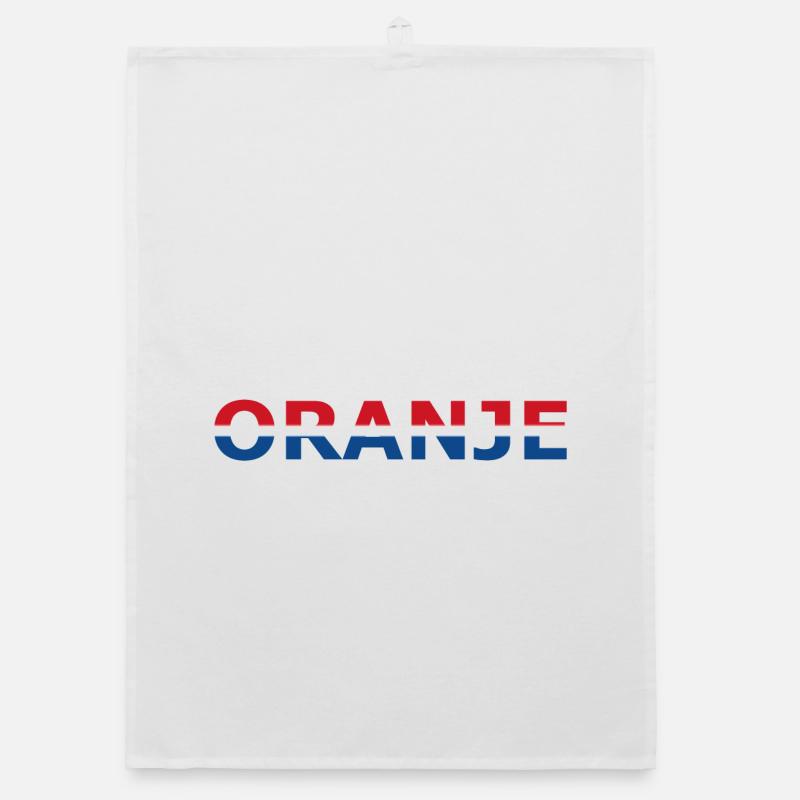 Orange in rot, weiß, blau - Organic Geschirrtuch - Weiß