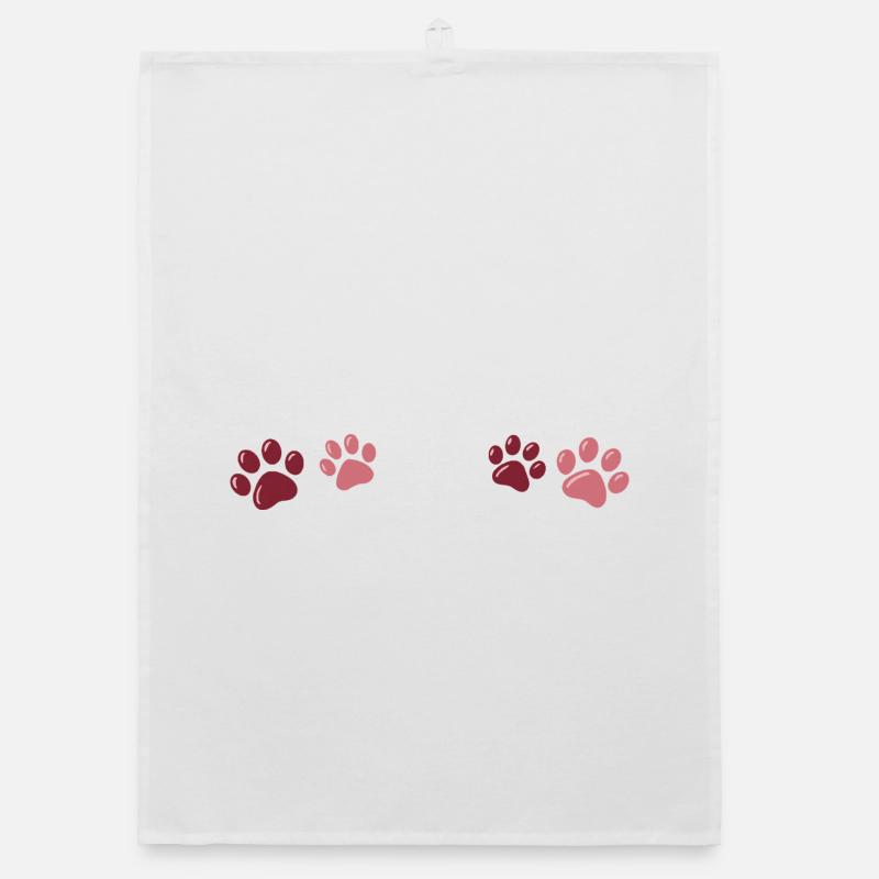 Two-tone red paw prints Organic dish towel