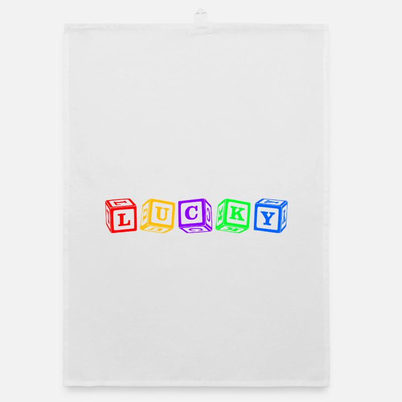 Lucky – Conception colorée de lettres en cube 3D Torchon bio