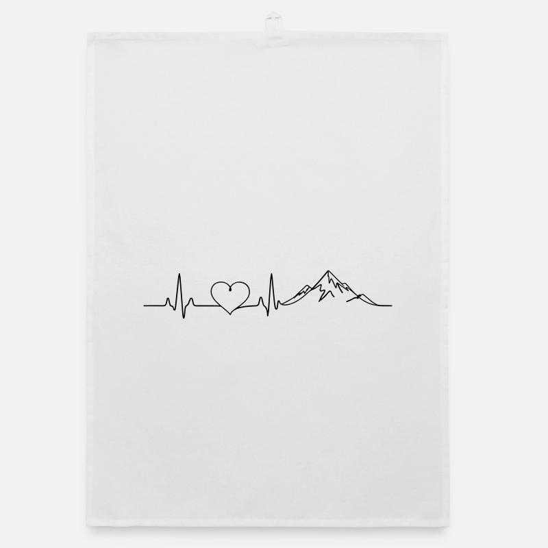 Mountains Pulse Heart Organic dish towel