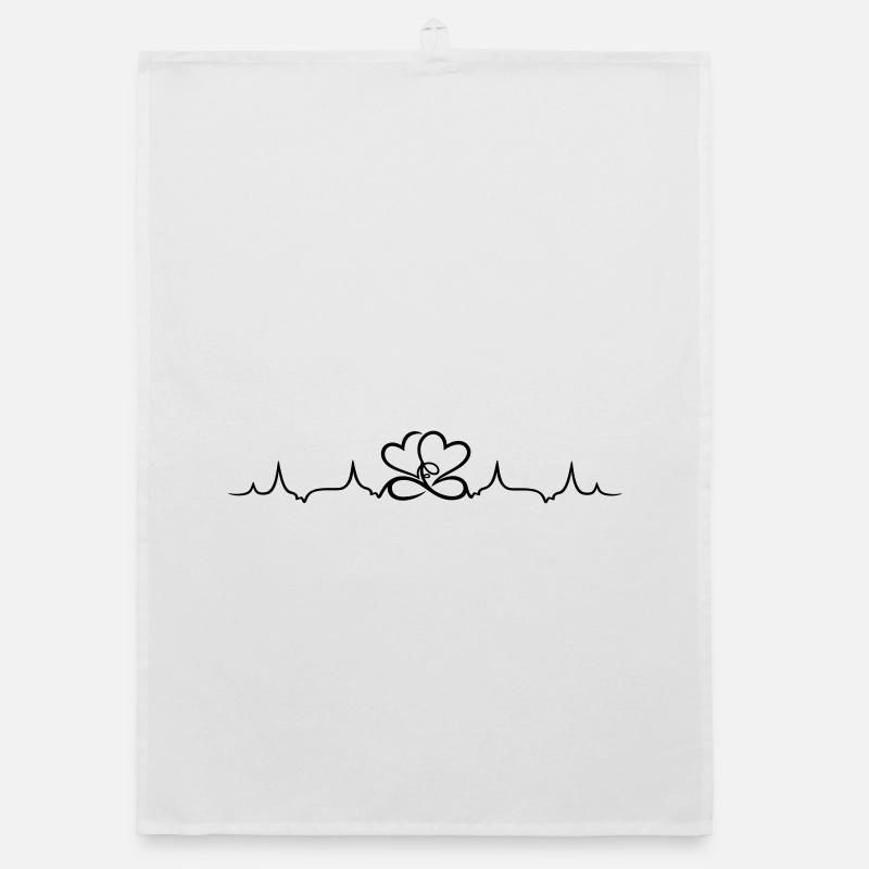 Herzschlag, zwei Herzen mit infinity Organic Geschirrtuch