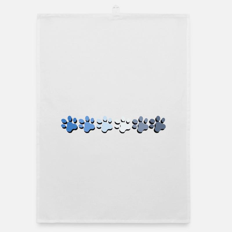 Illustration de patte d’animal dans les tons de bleu Torchon bio