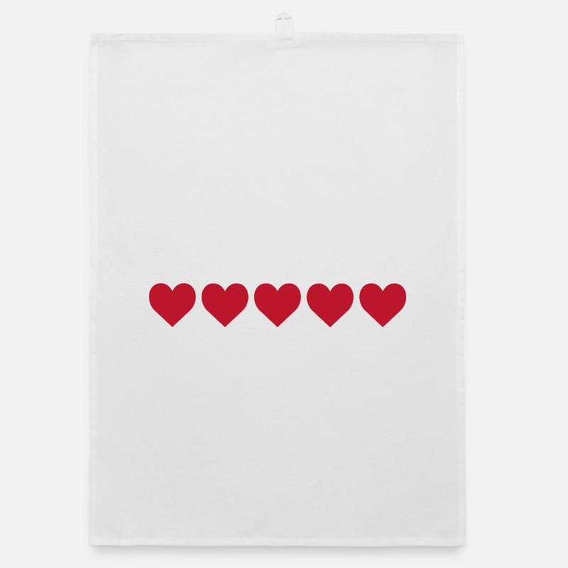 Red hearts in minimalist pattern Organic dish towel