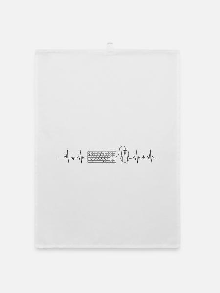 Herzschlag Design mit Maus und Tastatur - Organic Geschirrtuch - Weiß - Vorne