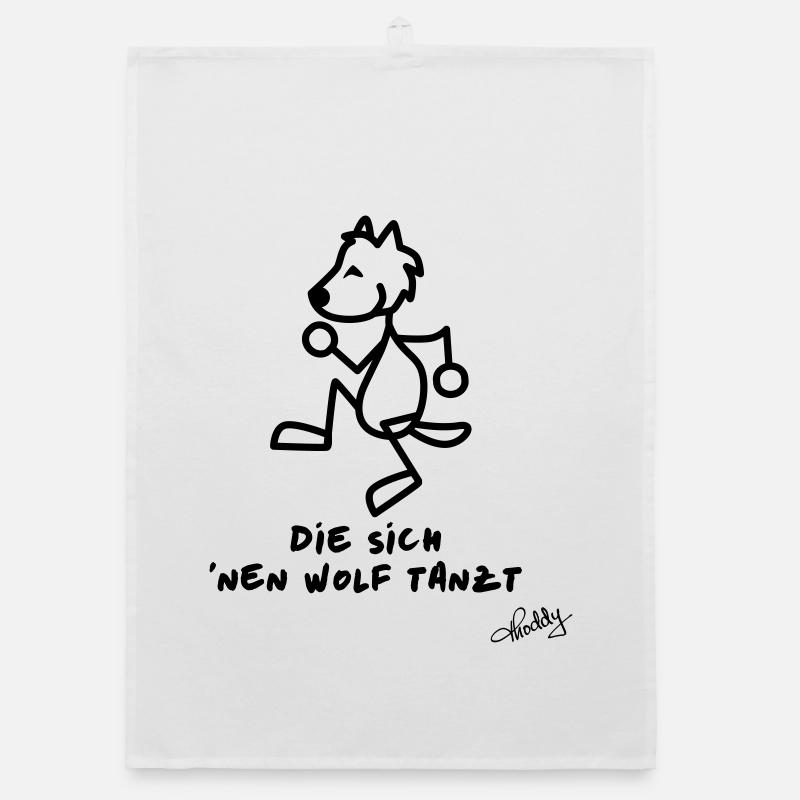 Die sich nen Wolf tanzt - Organic Geschirrtuch - Weiß