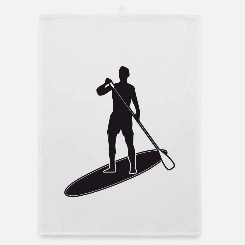 Stand up paddling - Mann mit Paddle Board Organic Geschirrtuch