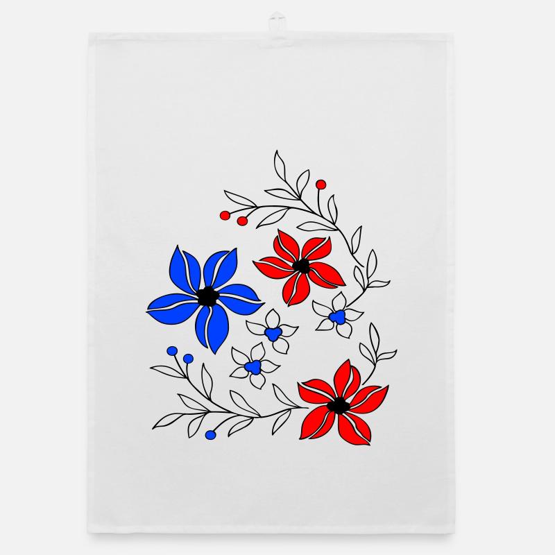 Blumenranke, Ornament - Organic Geschirrtuch - Weiß