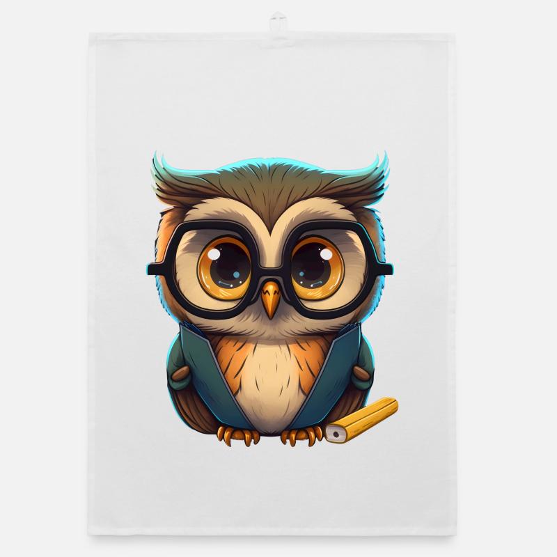 Schlaue Eule mit Brille Organic Geschirrtuch