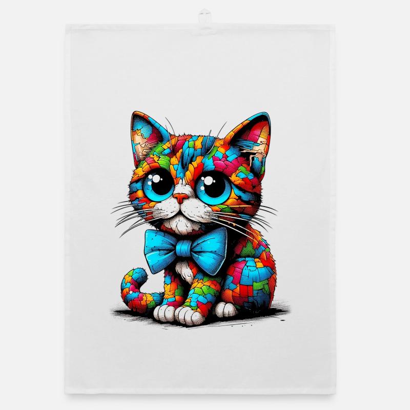 Chat avec noeud papillon Torchon bio
