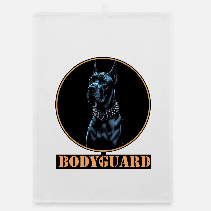 Great Dane with spiked chain Organic dish towel