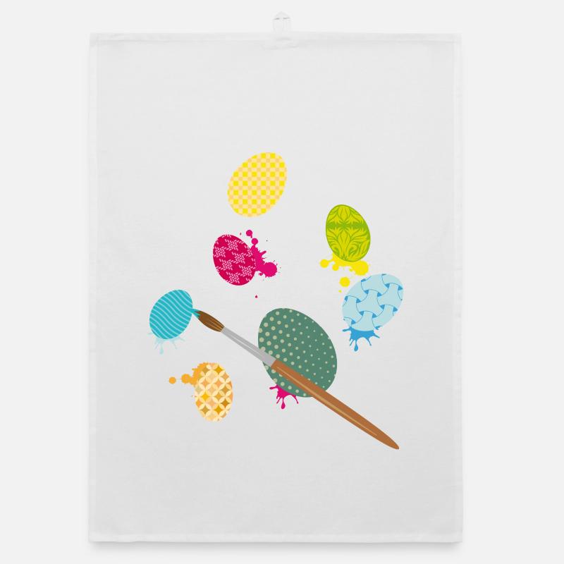Colorful Easter Eggs – Creative Painting Design with Brush Organic dish towel