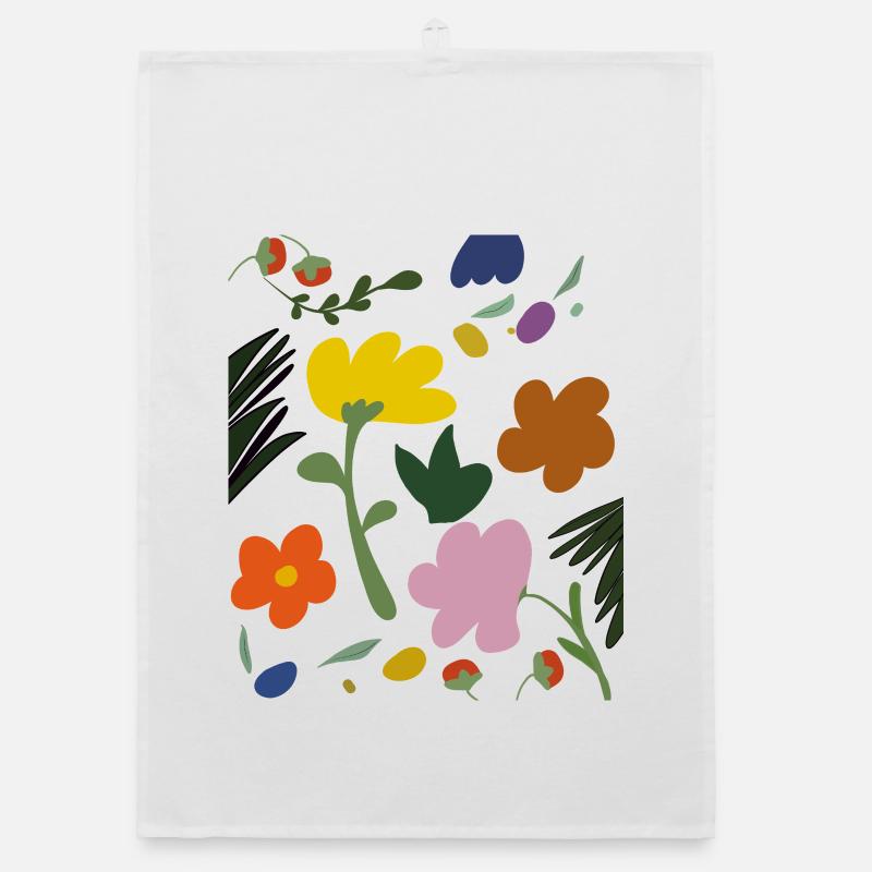 Abstract Flowers in Spring Palette Organic dish towel