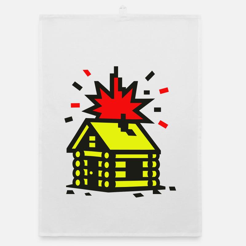 Explosion Hütte 8bit Pixelart Organic Geschirrtuch