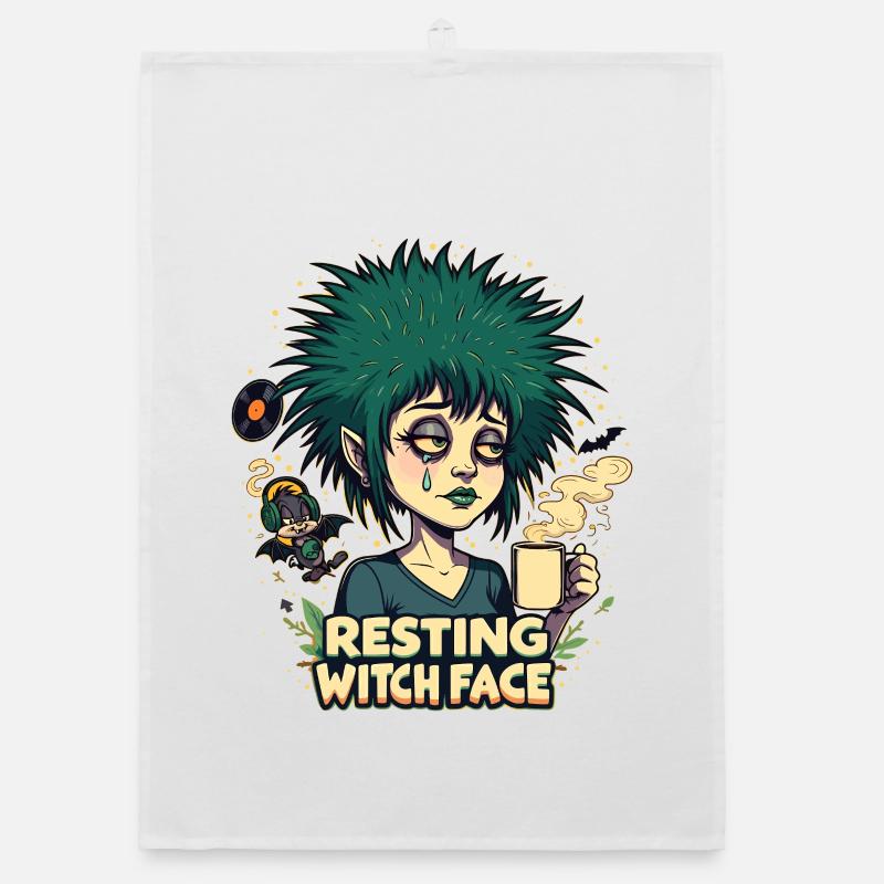 Ruhendes Hexengesicht Organic Geschirrtuch