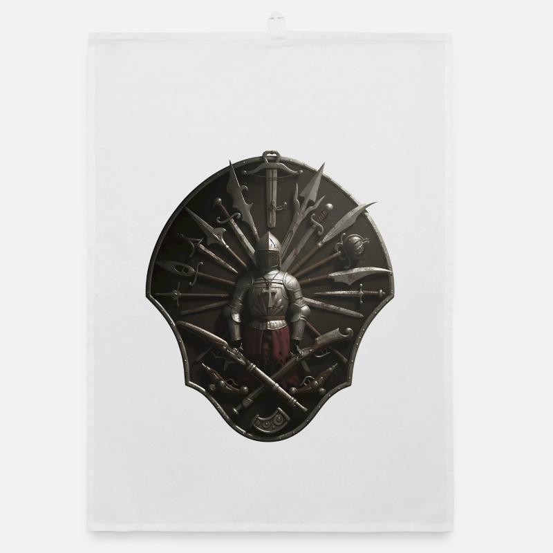 Crusader Shield Circle with Weapons Organic dish towel
