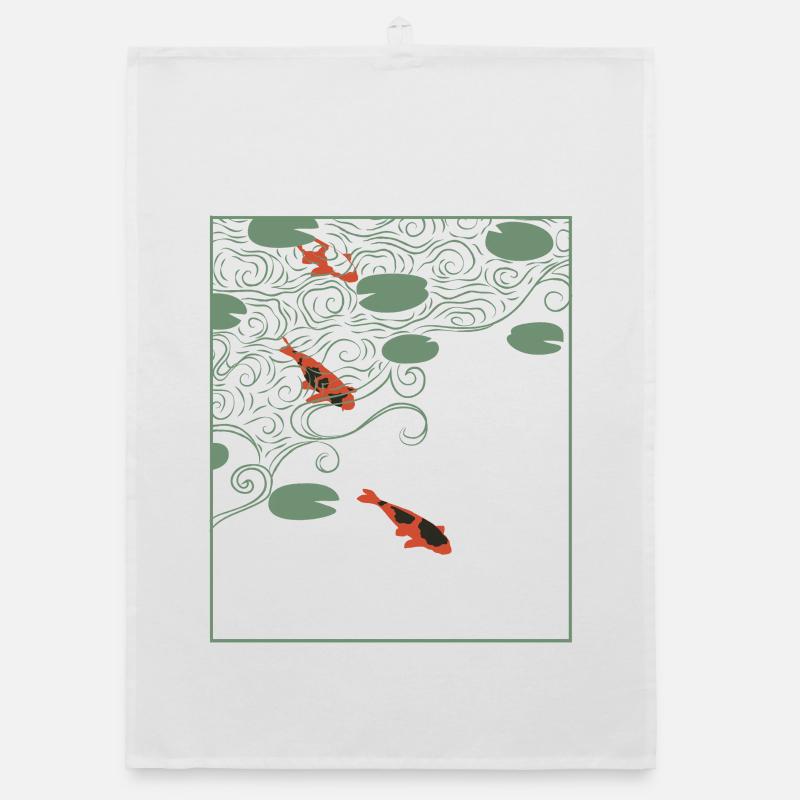 Wabi-sabi style Koi carp Organic dish towel