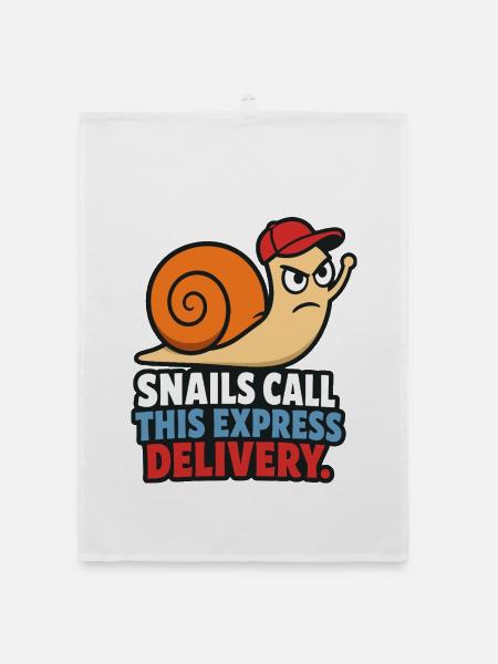 Snails Call This Express Delivery - Organic Geschirrtuch - Weiß - Vorne