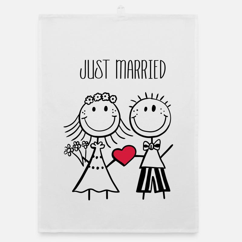 Just Married Brautpaar - Hochzeit - Geschenk Organic Geschirrtuch
