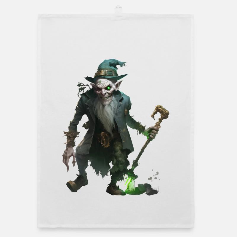 Zombie Zauberer Kobold mit Stab Organic Geschirrtuch