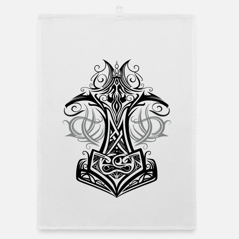 Thors Hammer Mjolnir Wikinger Symbol Organic Geschirrtuch
