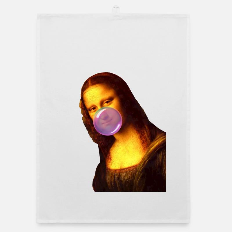 Mona Lisa Kaugummi Bubble - Organic Geschirrtuch - Weiß