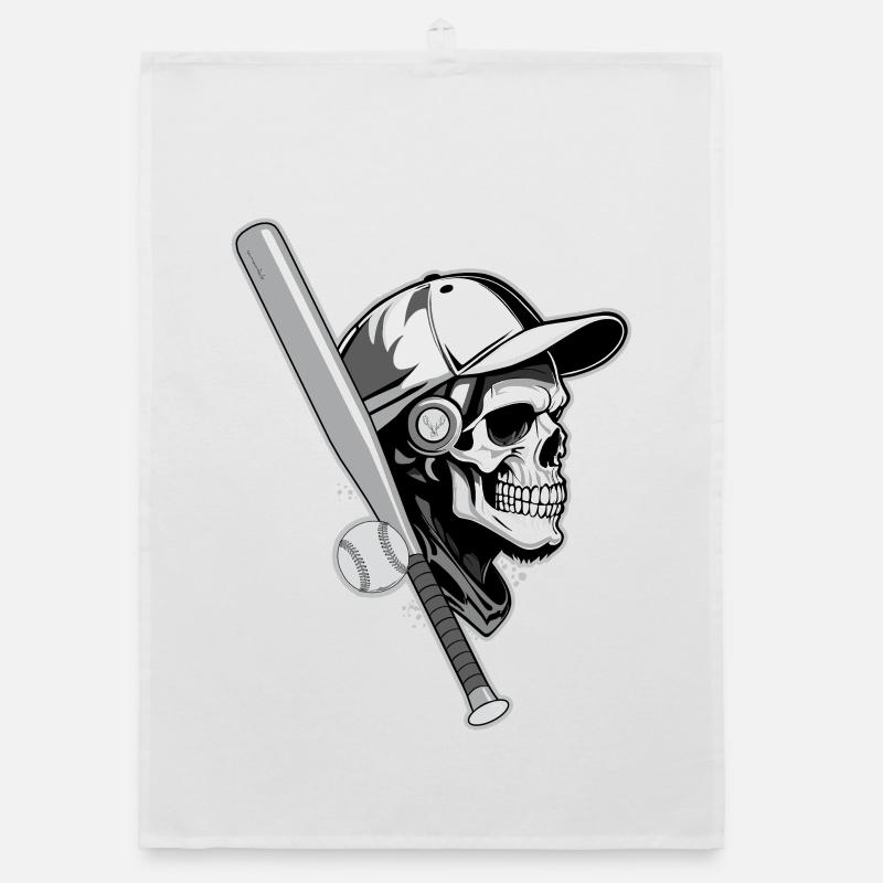 BASEBALL SKULL Organic dish towel