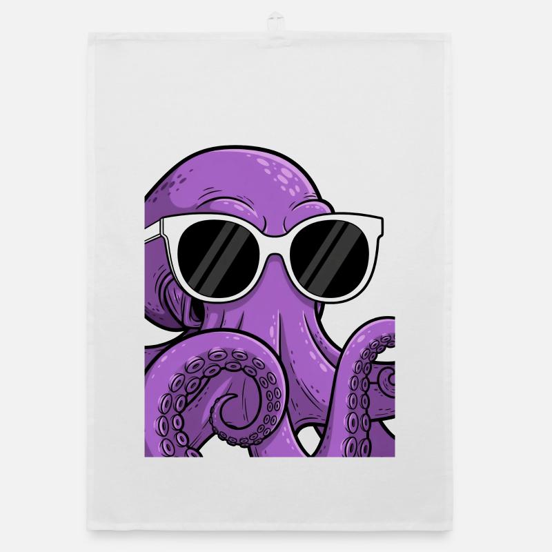 Pieuvre décontractée avec lunettes de soleil Torchon bio