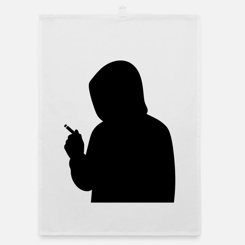 Silhouette avec sweat à capuche et cigarette Torchon bio
