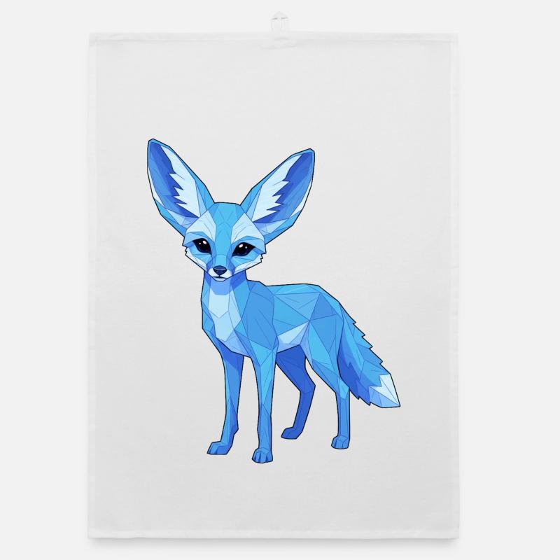 Blauer Geometrie-Fuchs Organic Geschirrtuch