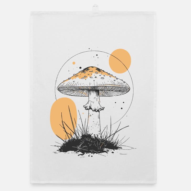 Silhouette de champignon de la forêt de clair de lune Torchon bio
