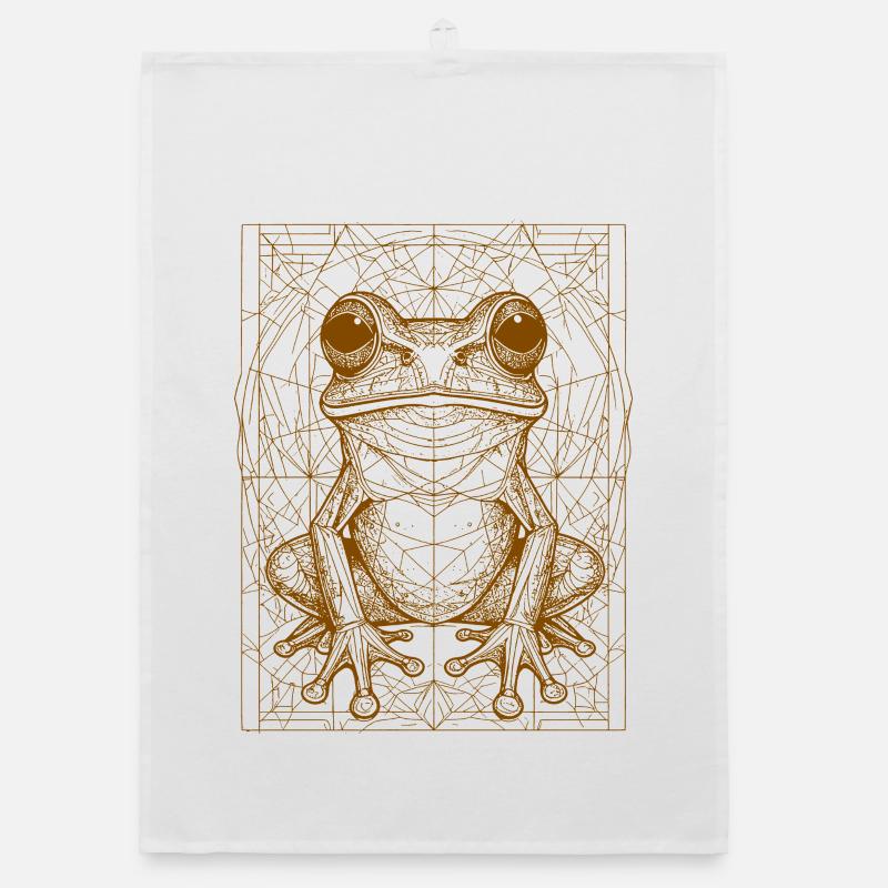 Geometric Frog Mandala Organic dish towel