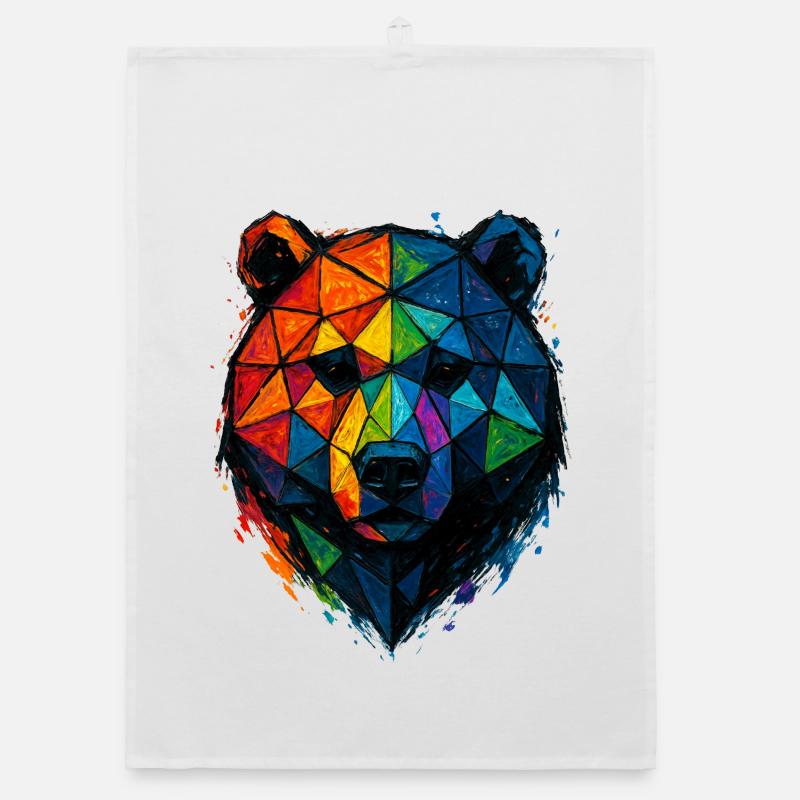 Ours low poly pop art coloré Torchon bio