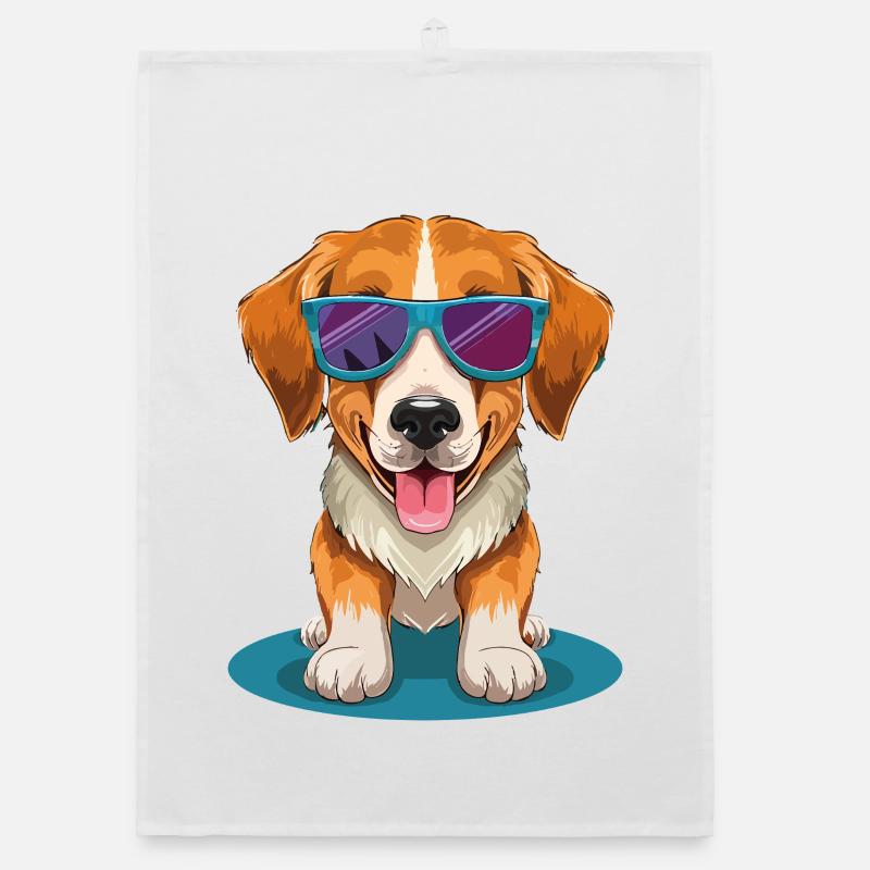Beagle mit Sonnenbrille  Organic Geschirrtuch