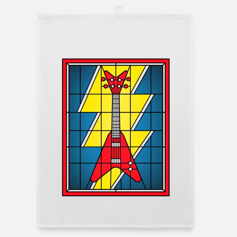 Guitare en vitrail avec éclair Torchon bio