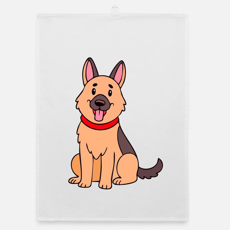 Cute German Shepherd (comic) Organic dish towel
