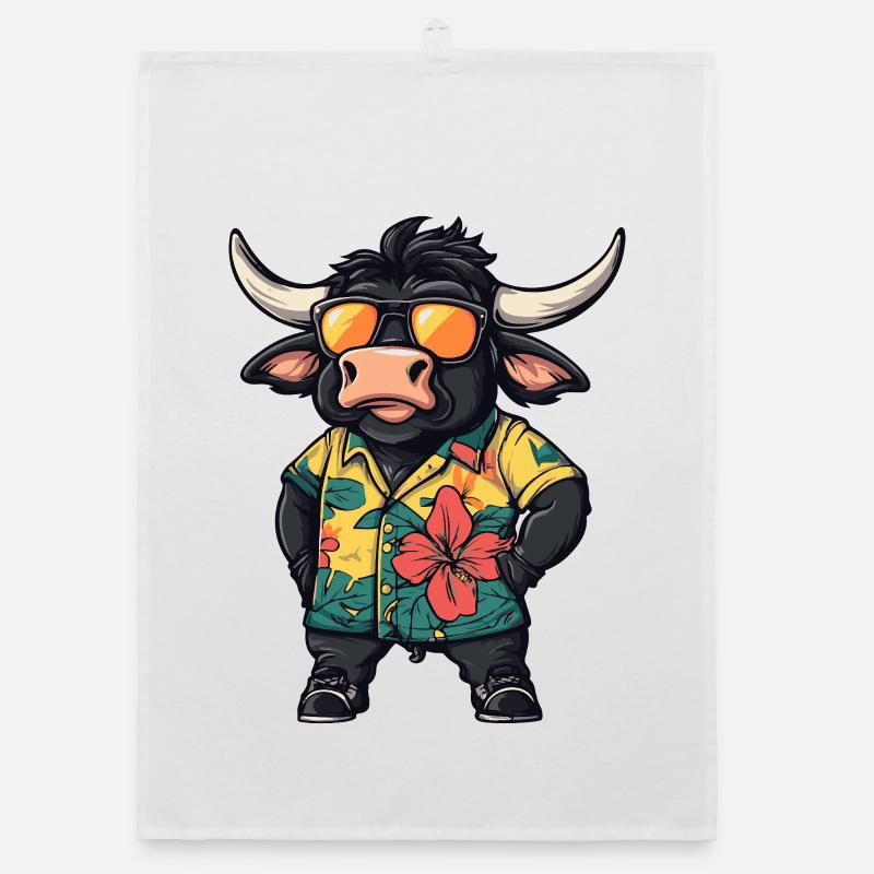 Stier Comic Urlaub Organic Geschirrtuch