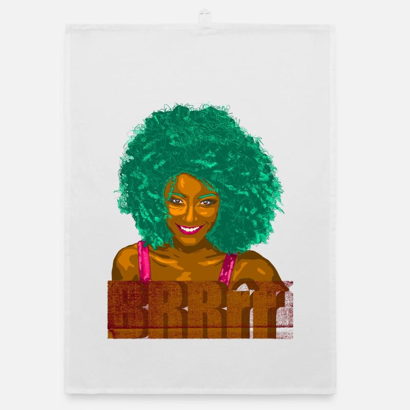 Portrait afro pop turquoise Torchon bio