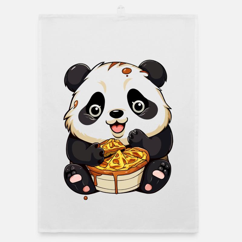 Cuddly panda with waffle Organic dish towel