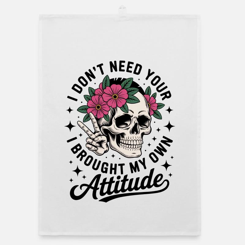 Blumenkranz-Skull mit eigener Attitüde Geschenk Organic Geschirrtuch