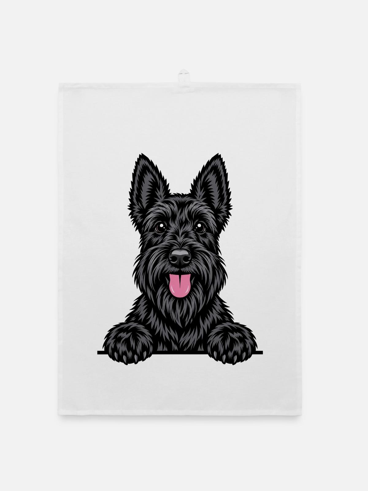 Scottish Terrier - Organic Geschirrtuch - Weiß - Vorne