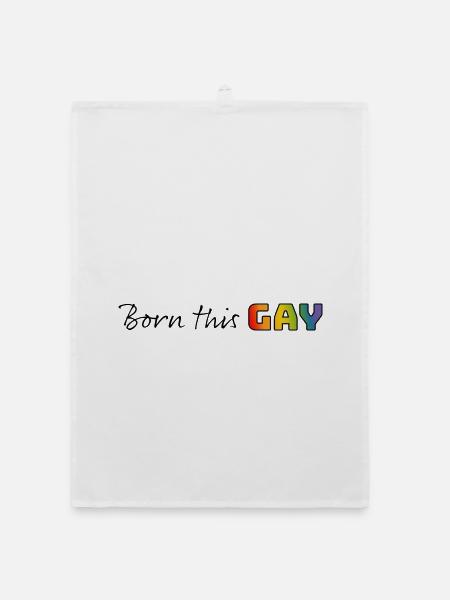 Regenbogen born this gay - Organic Geschirrtuch - Weiß - Vorne