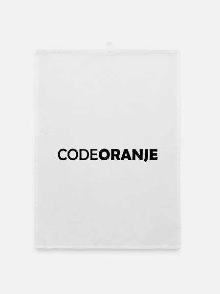 Code Oranje - Nederland - Netherlands Niederlande - Organic dish towel - white - Front