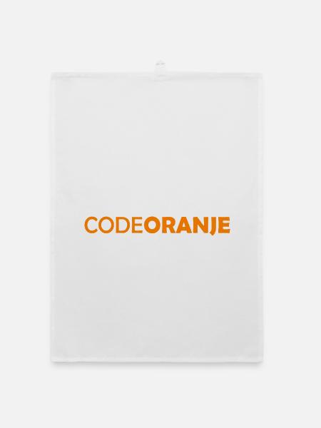 Code Oranje - Nederland - Netherlands Niederlande - Organic dish towel - white - Front